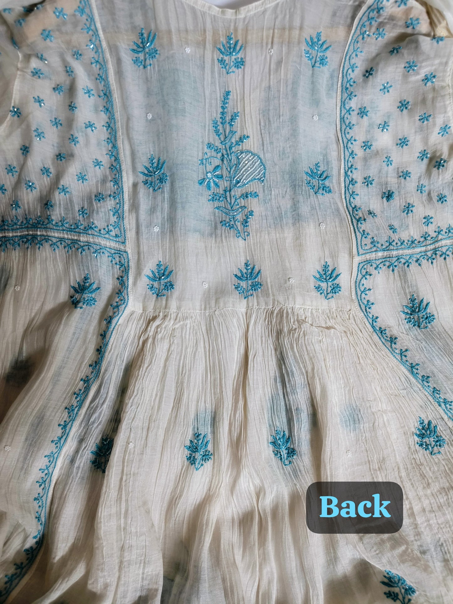 Hand Chikankari Pure Mul Tunic with Dupatta