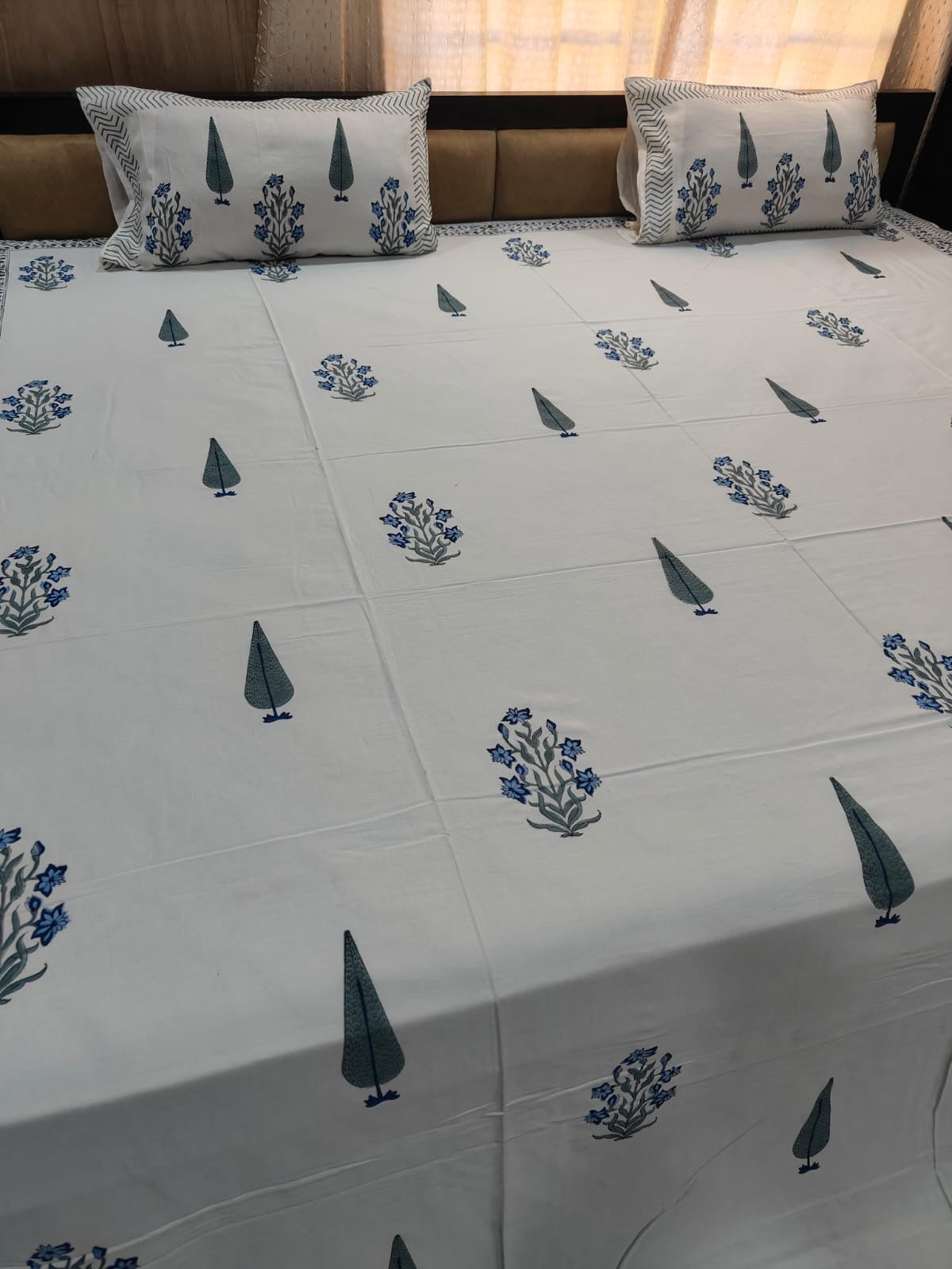 Handblock Print King Size Double Bedsheet