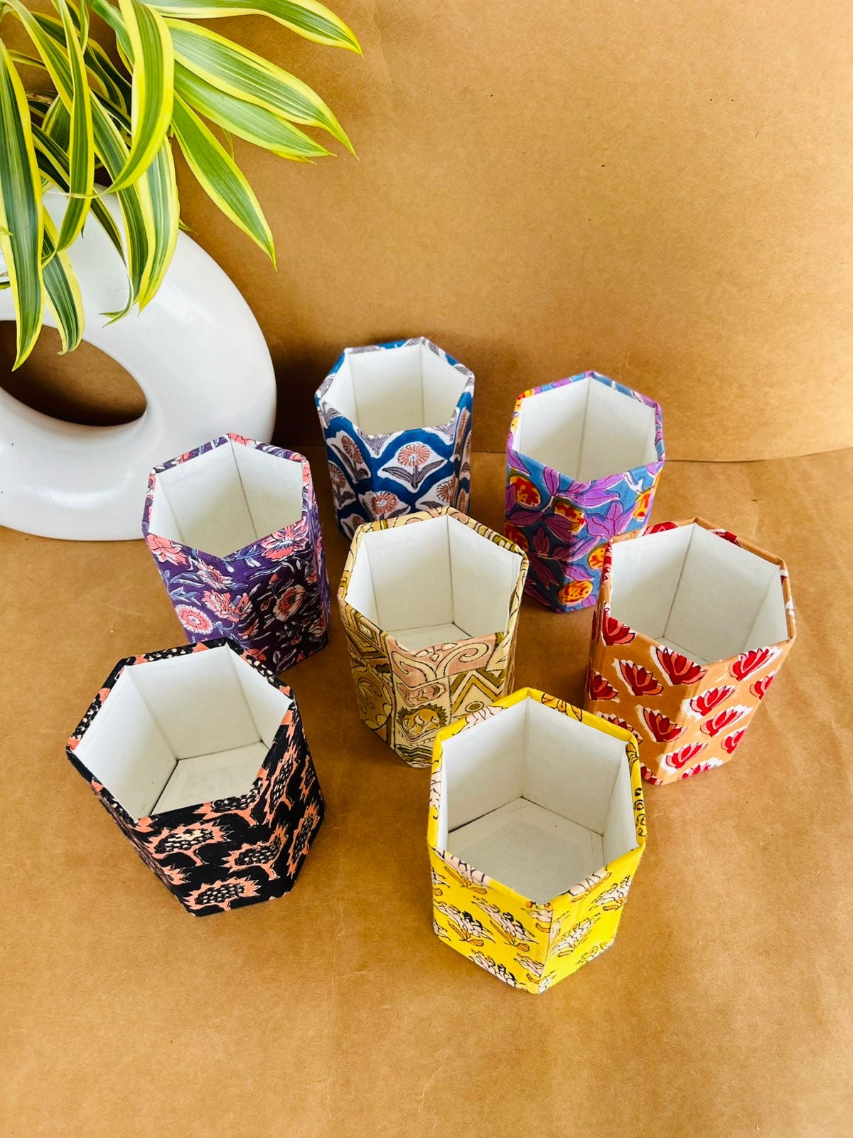 Handblock Print Fabric Pen Stand
