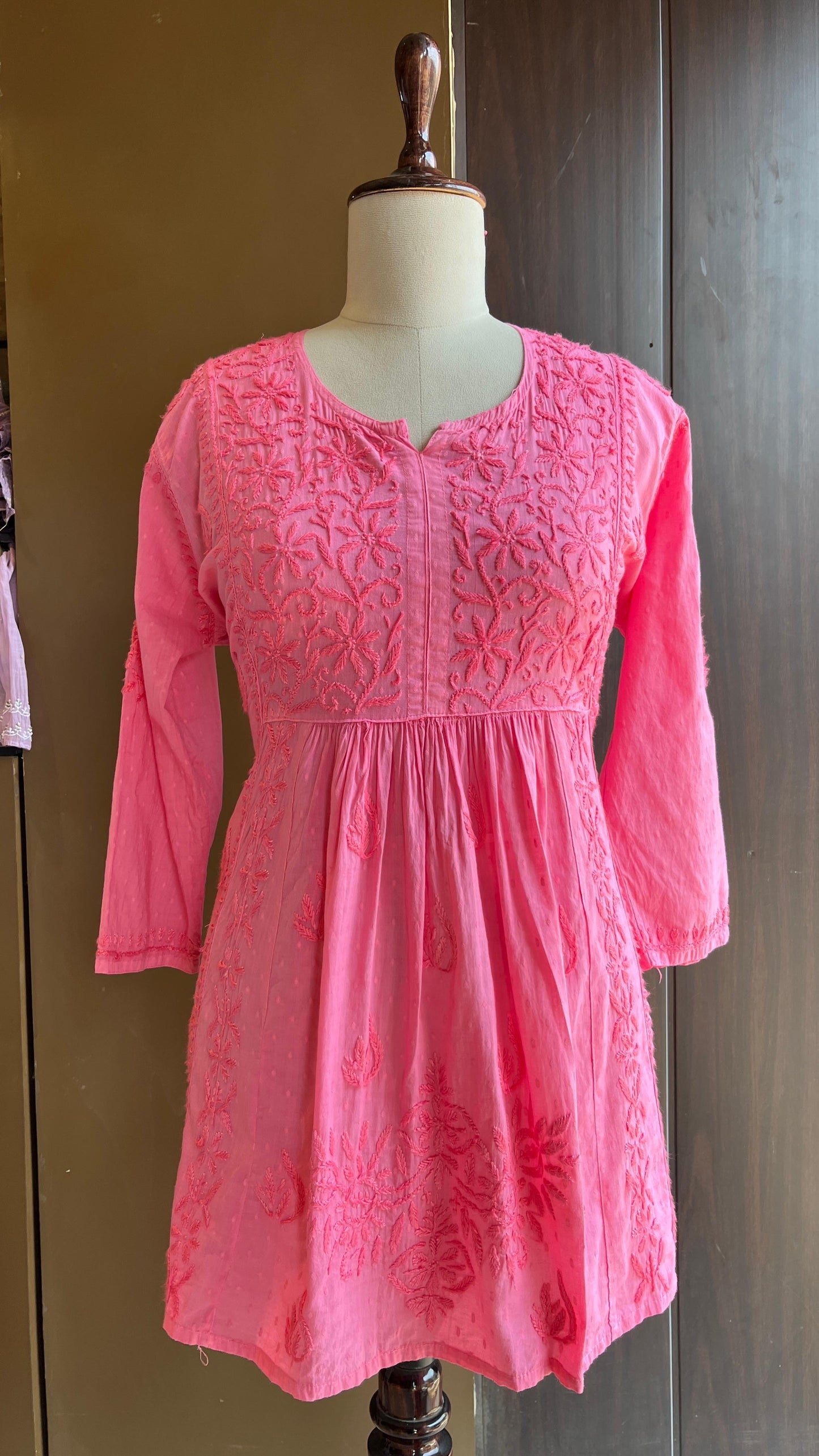 Pink Mul Peplum Chikankari Cotton Top (Copy)