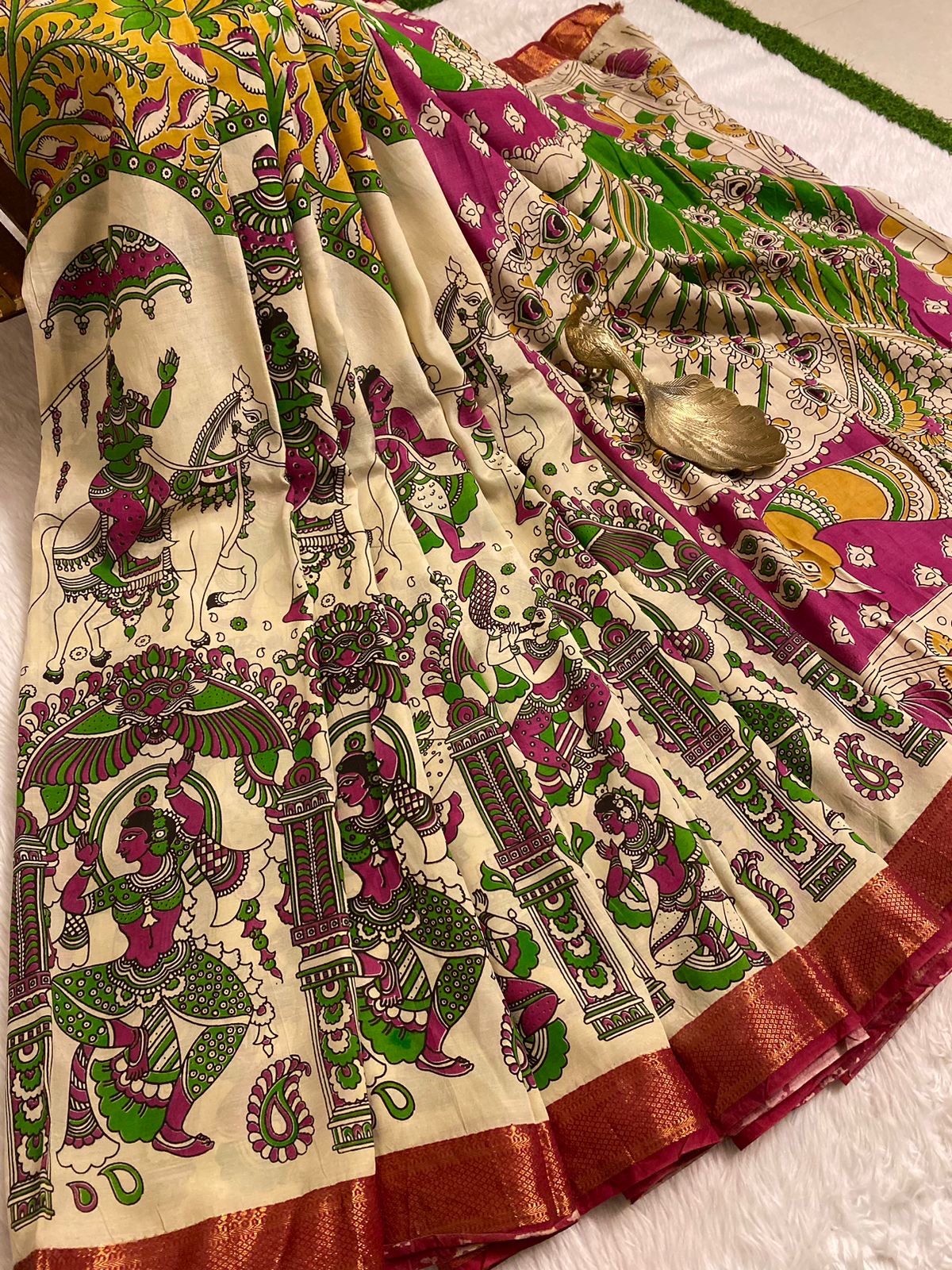 Semi Silk Hand Kalamkari Saree