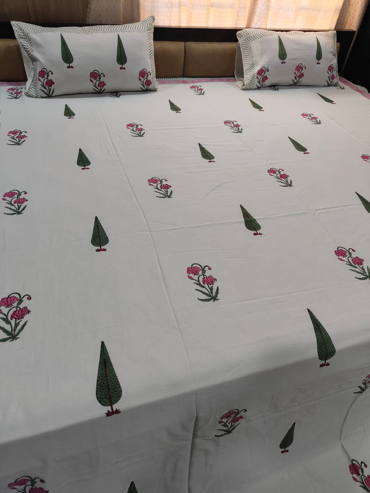 Handblock Print King Size Double Bedsheet