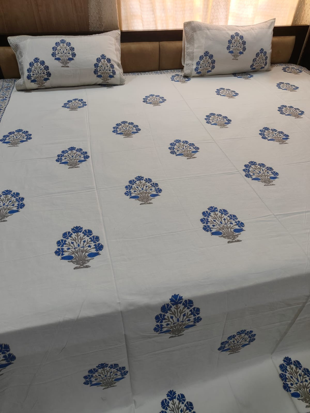 Handblock Print King Size  Double Bedsheet