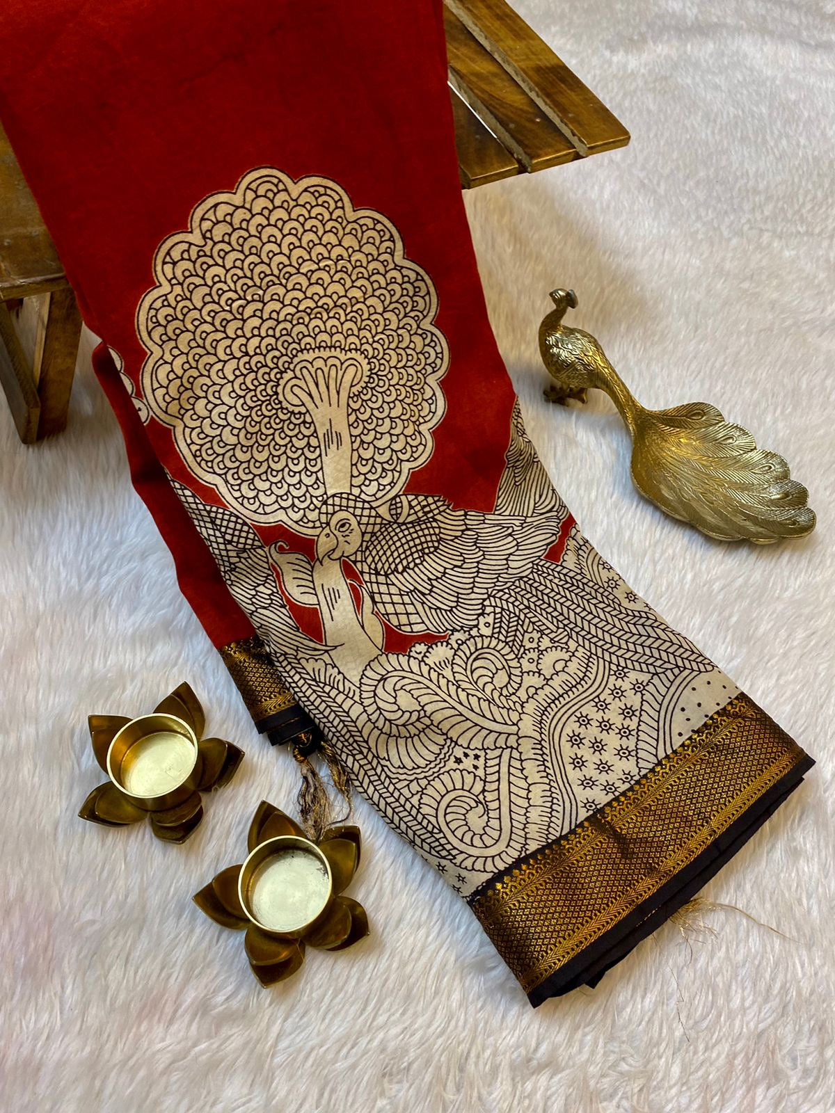Semi Silk Hand Kalamkari Saree