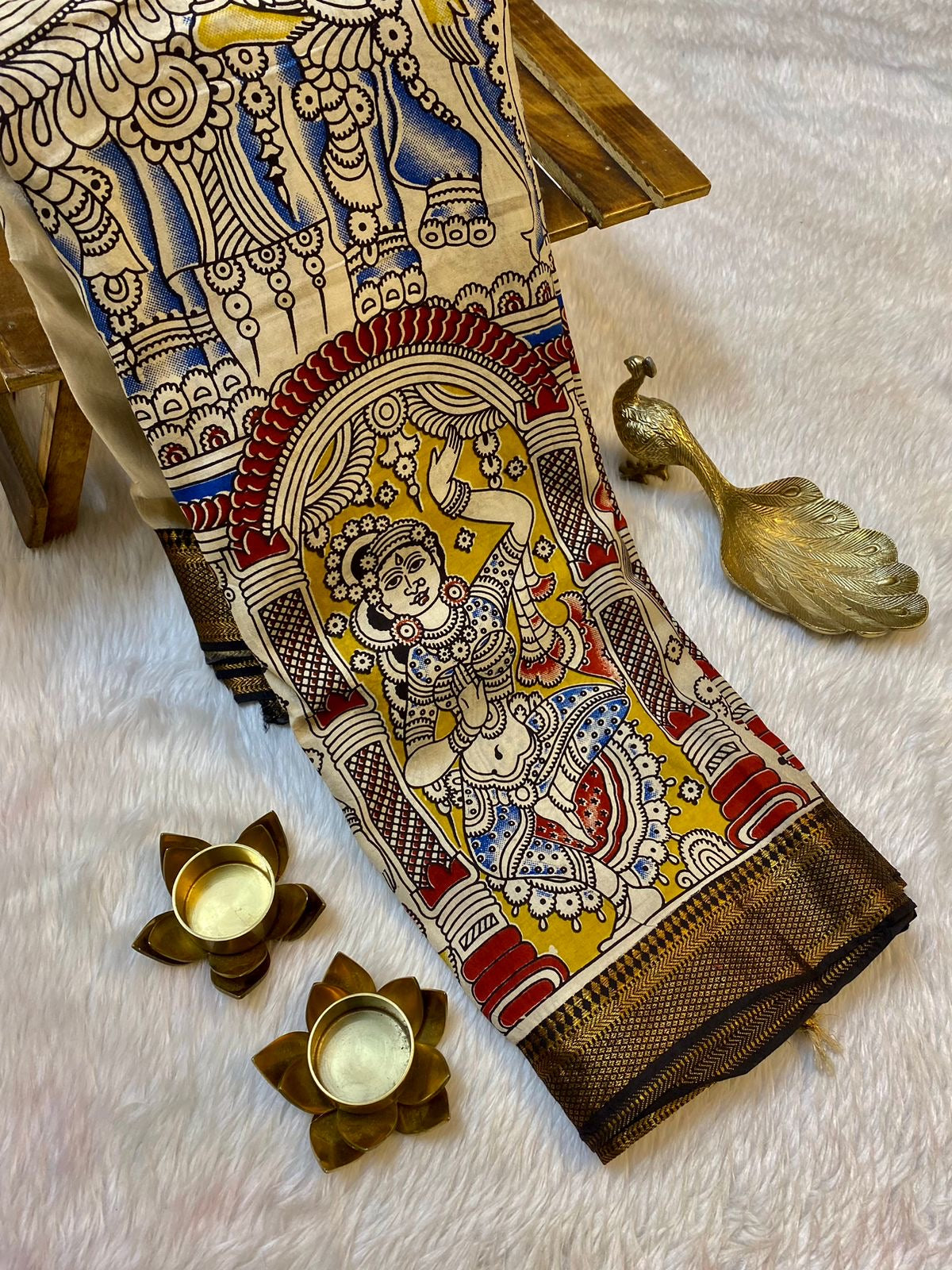 Semi Silk Hand Kalamkari Saree