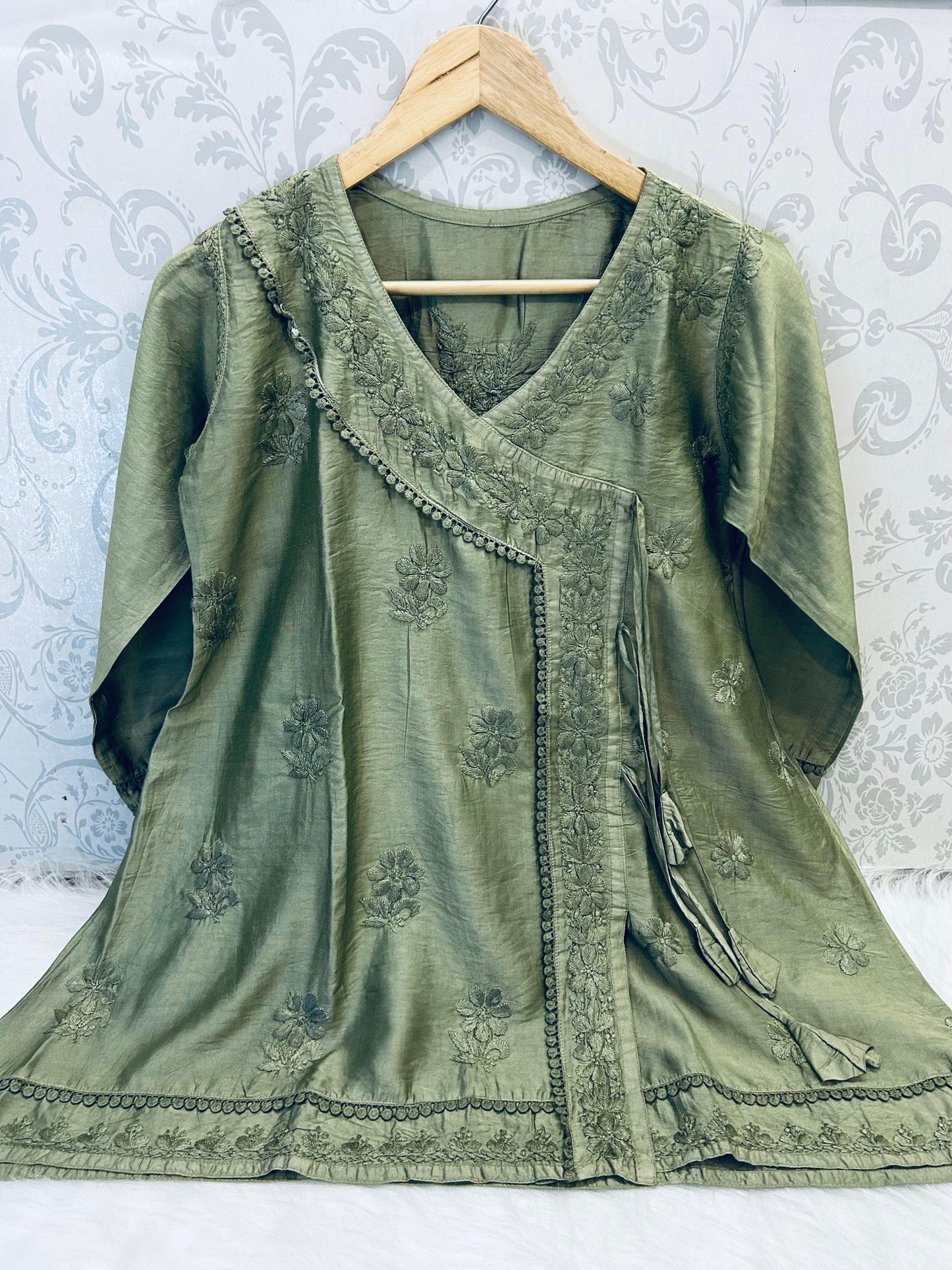 Orange Chikankari Kurti