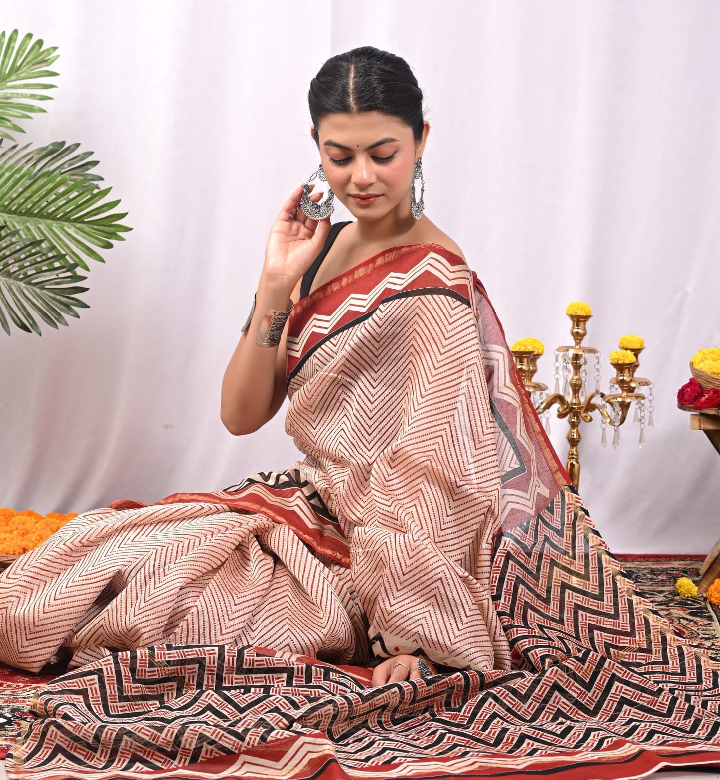 Hand Block Print Chanderi Silk Saree