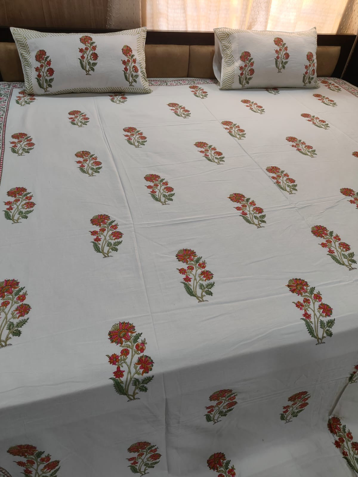 Handblock Print King Size Double Bedsheet