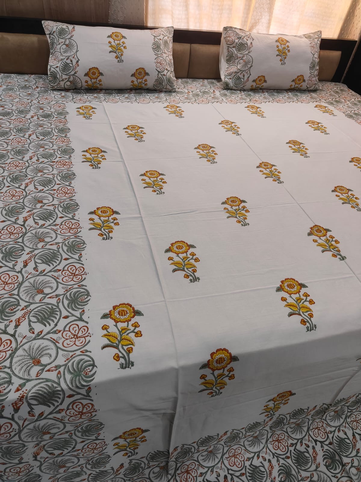 Handblock Print King Size Double Bedsheet