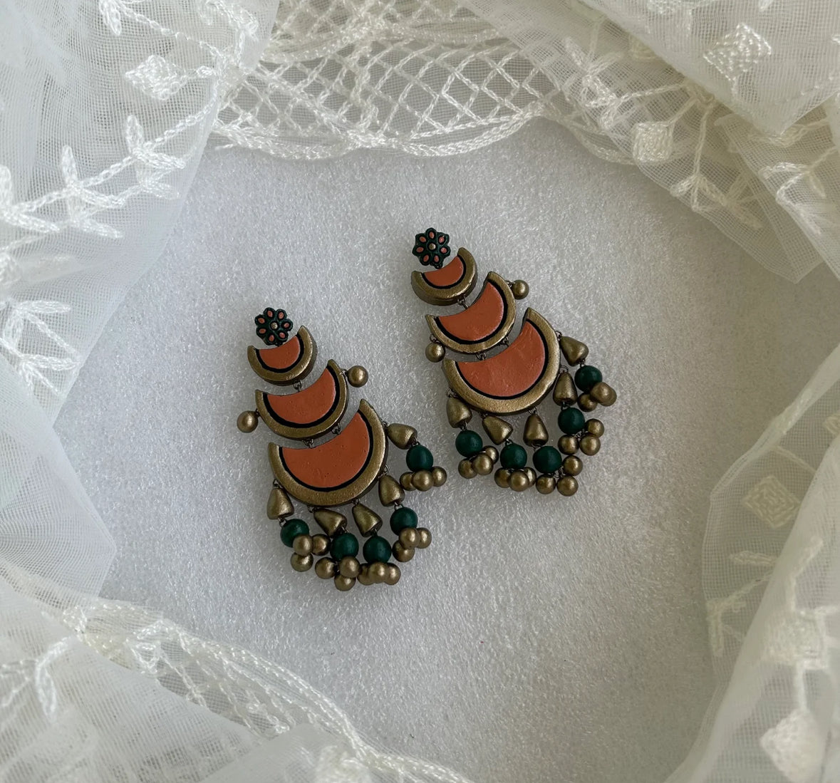 Pastel and Green Earrings