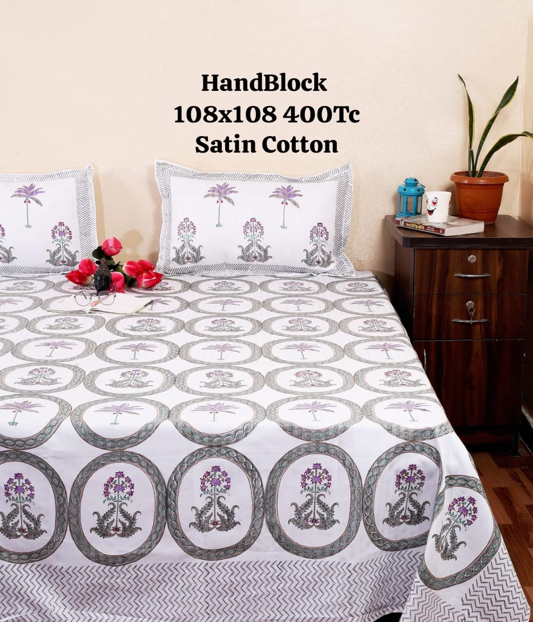 Handblock Print King Size Bedsheet