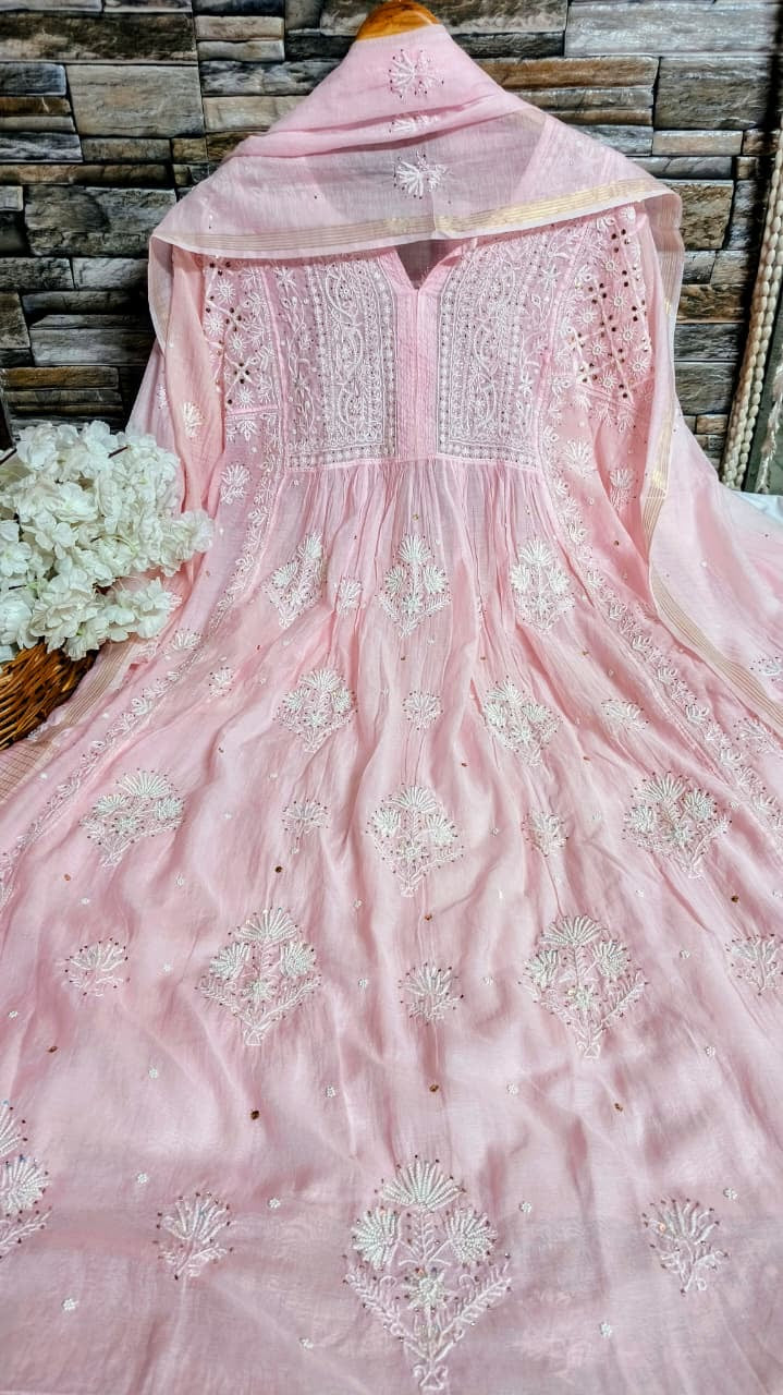 Mul Chanderi Gown Set