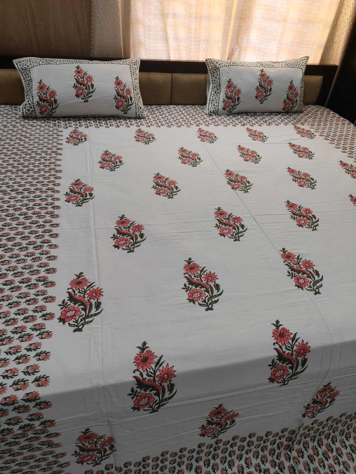 Handblock Print King Size Double Bedsheet