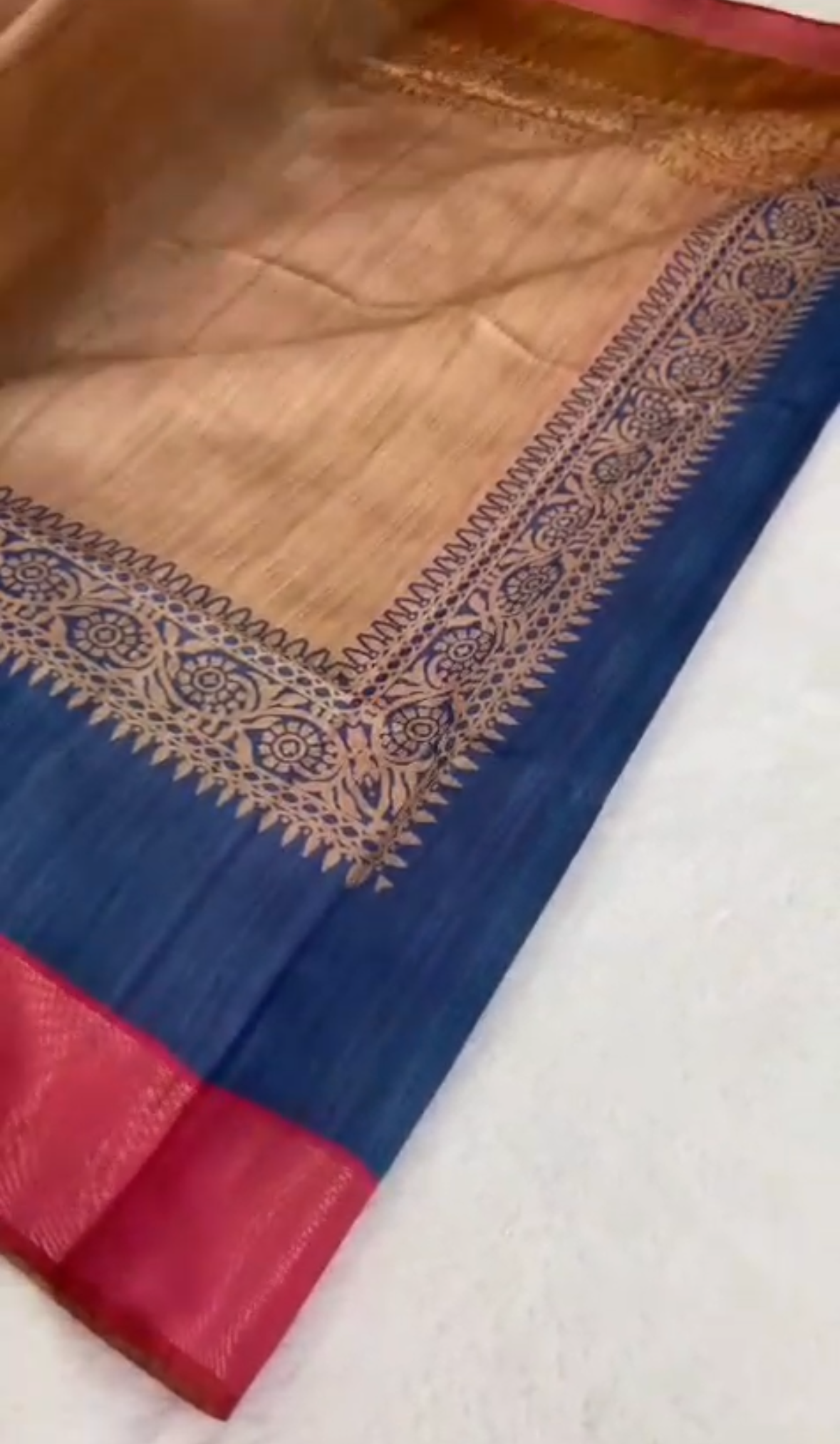 Handwoven Desi Ghicha Silk Saree with Traditional Motifs