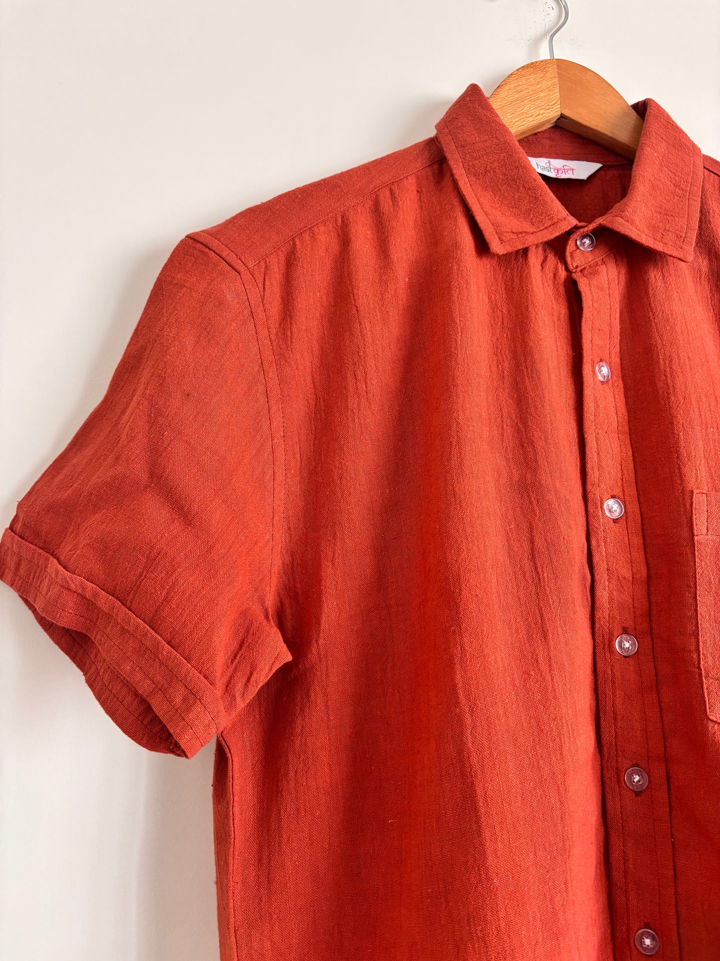 AGNI: Rust Organic Kala Cotton Shirt | Handwoven Sustainable Cotton