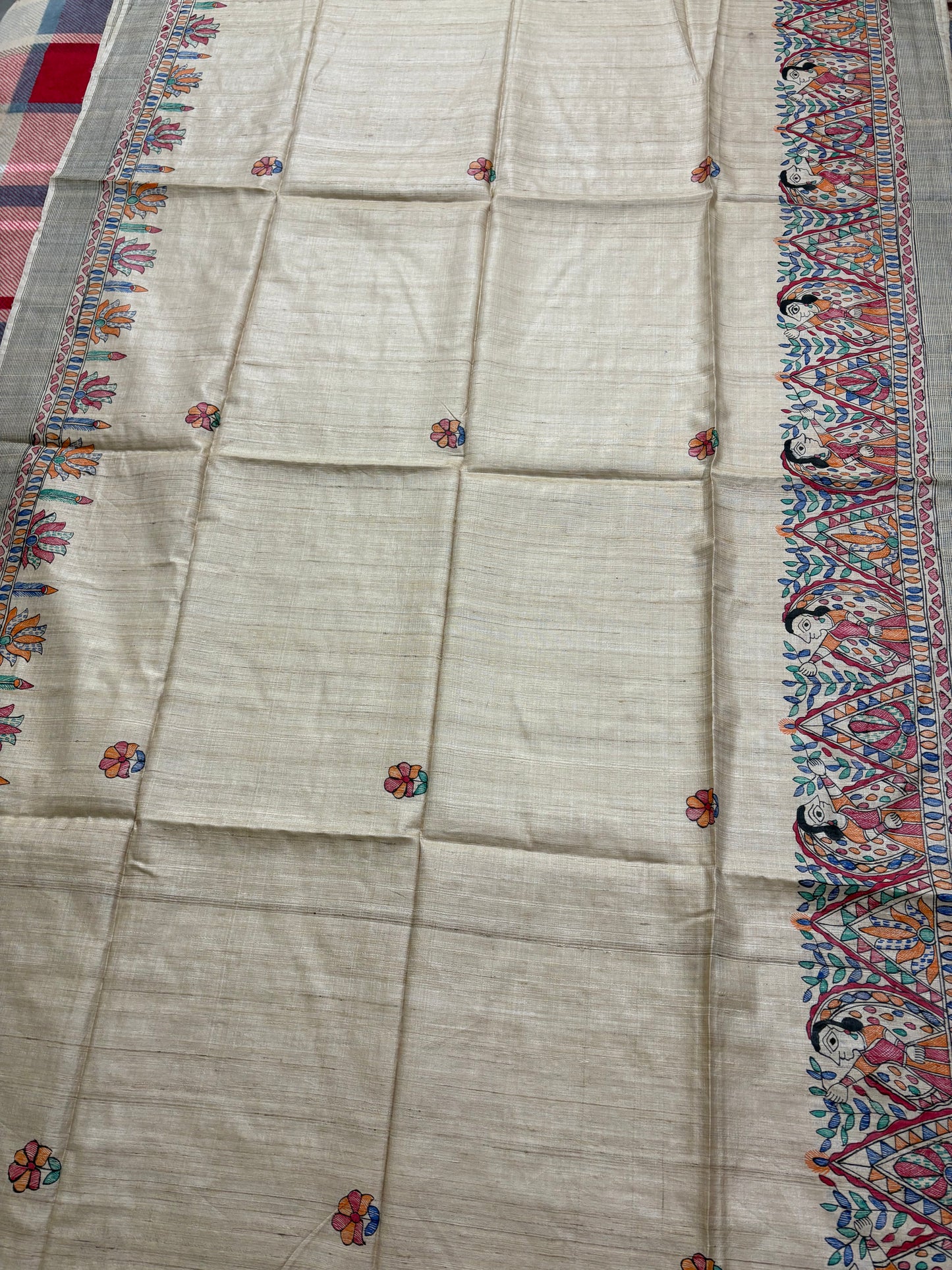 HANDLOOM TUSSAR HANDPAINTED MADHUBANI SAREE