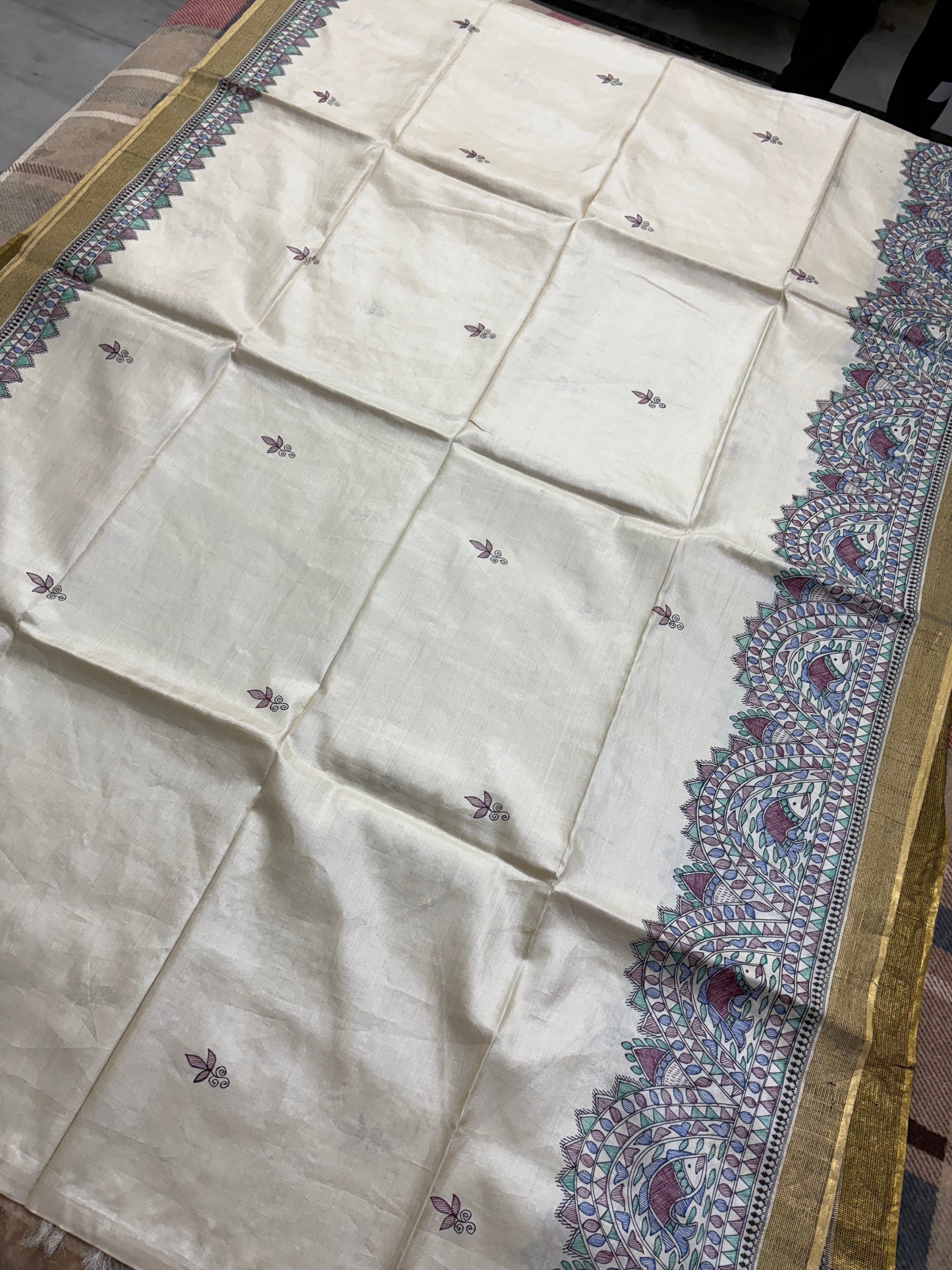 HANDLOOM TUSSAR HANDPAINTED MADHUBANI SAREE