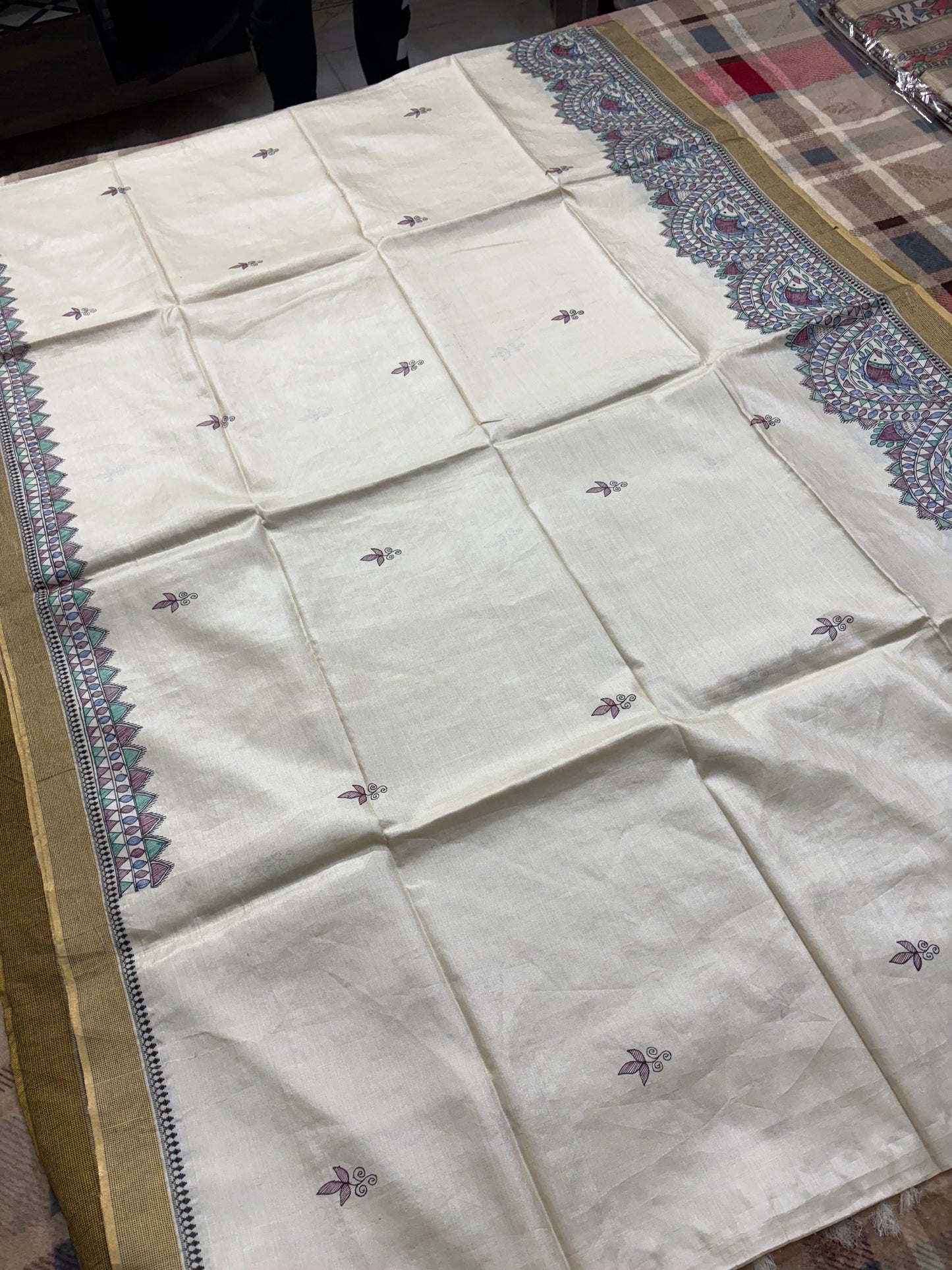 HANDLOOM TUSSAR HANDPAINTED MADHUBANI SAREE
