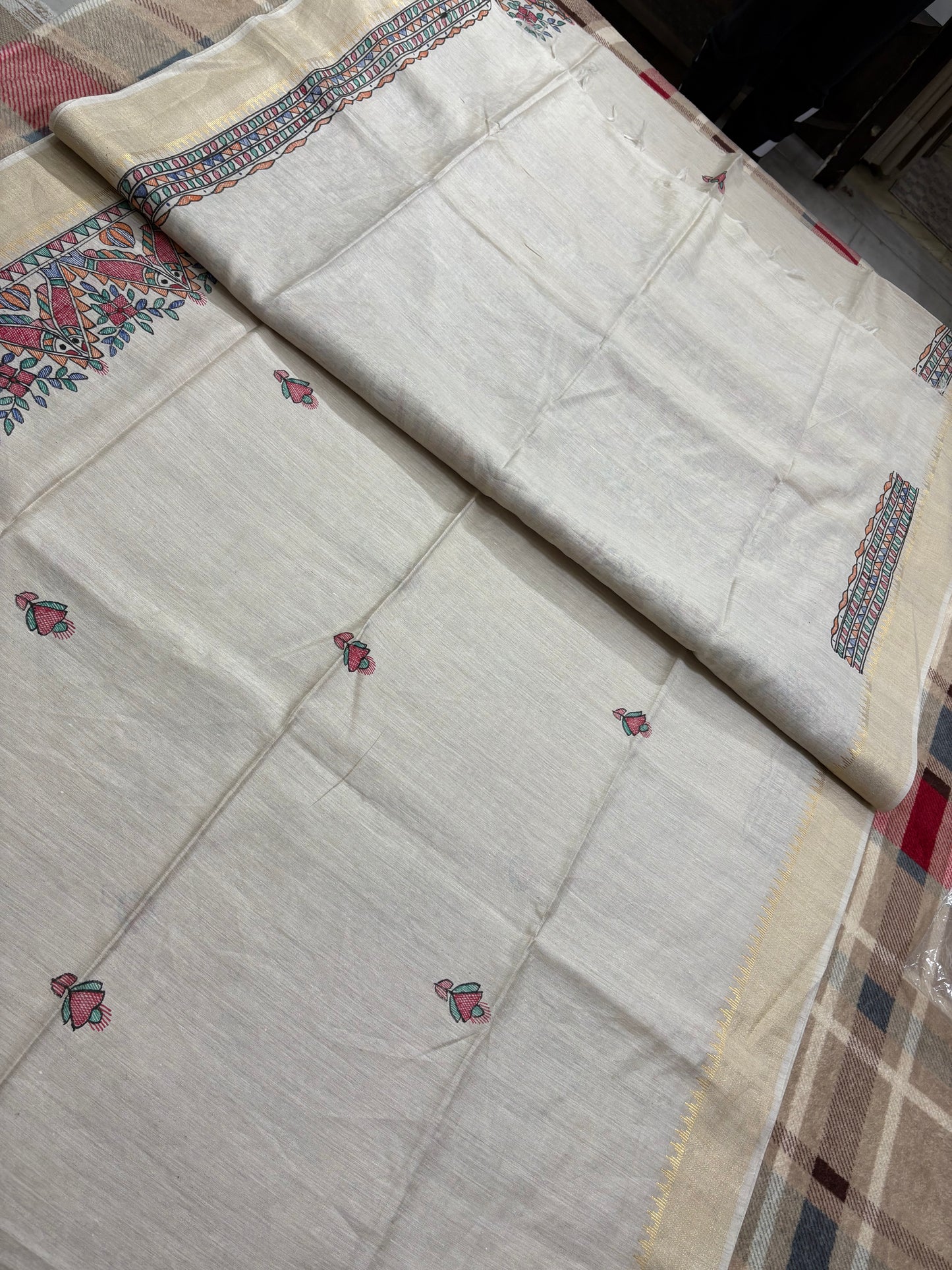 HANDLOOM TUSSAR MADHUBANI SAREE