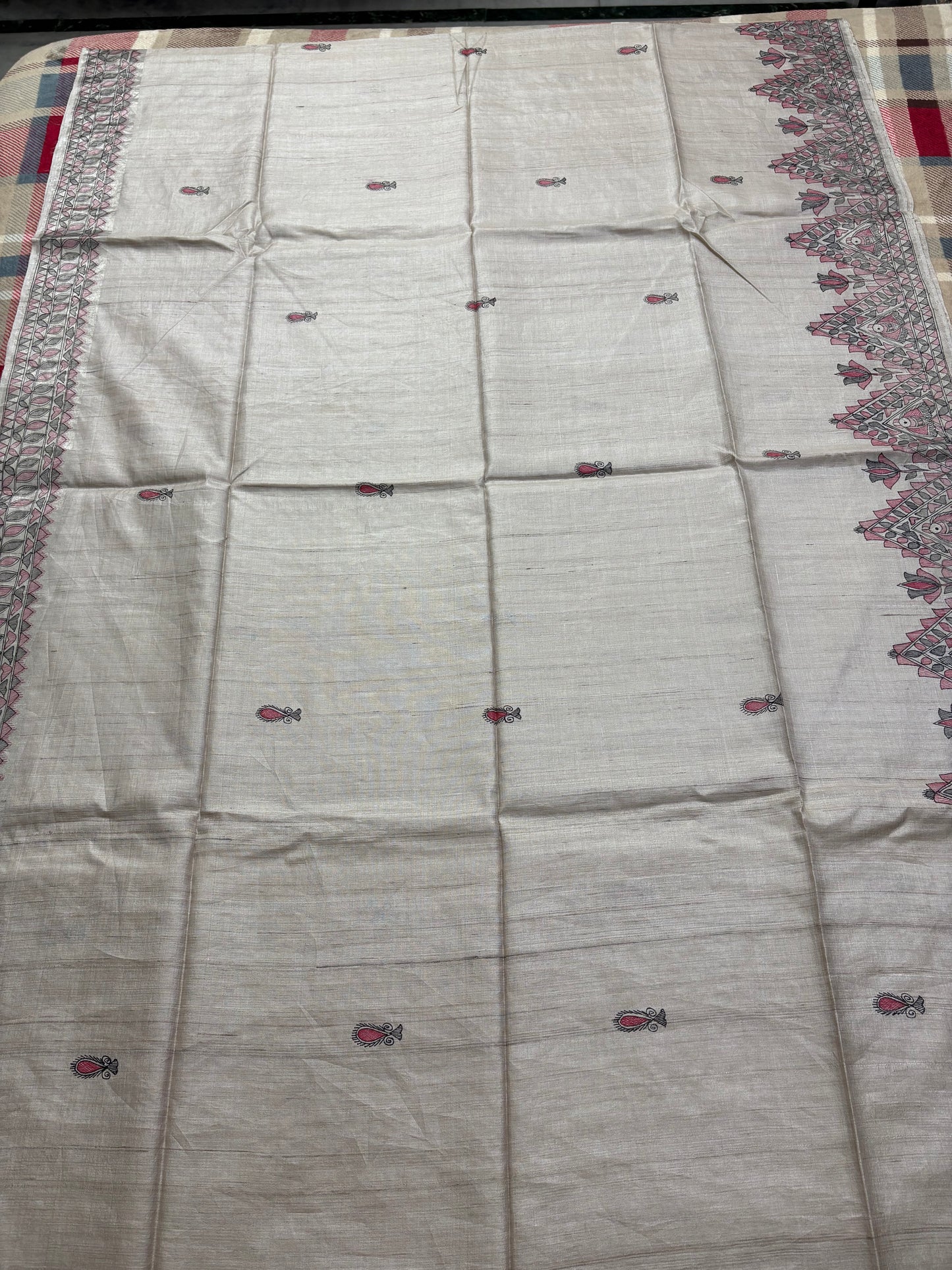 HANDLOOM TUSSAR HANDPAINTED MADHUBANI SAREE