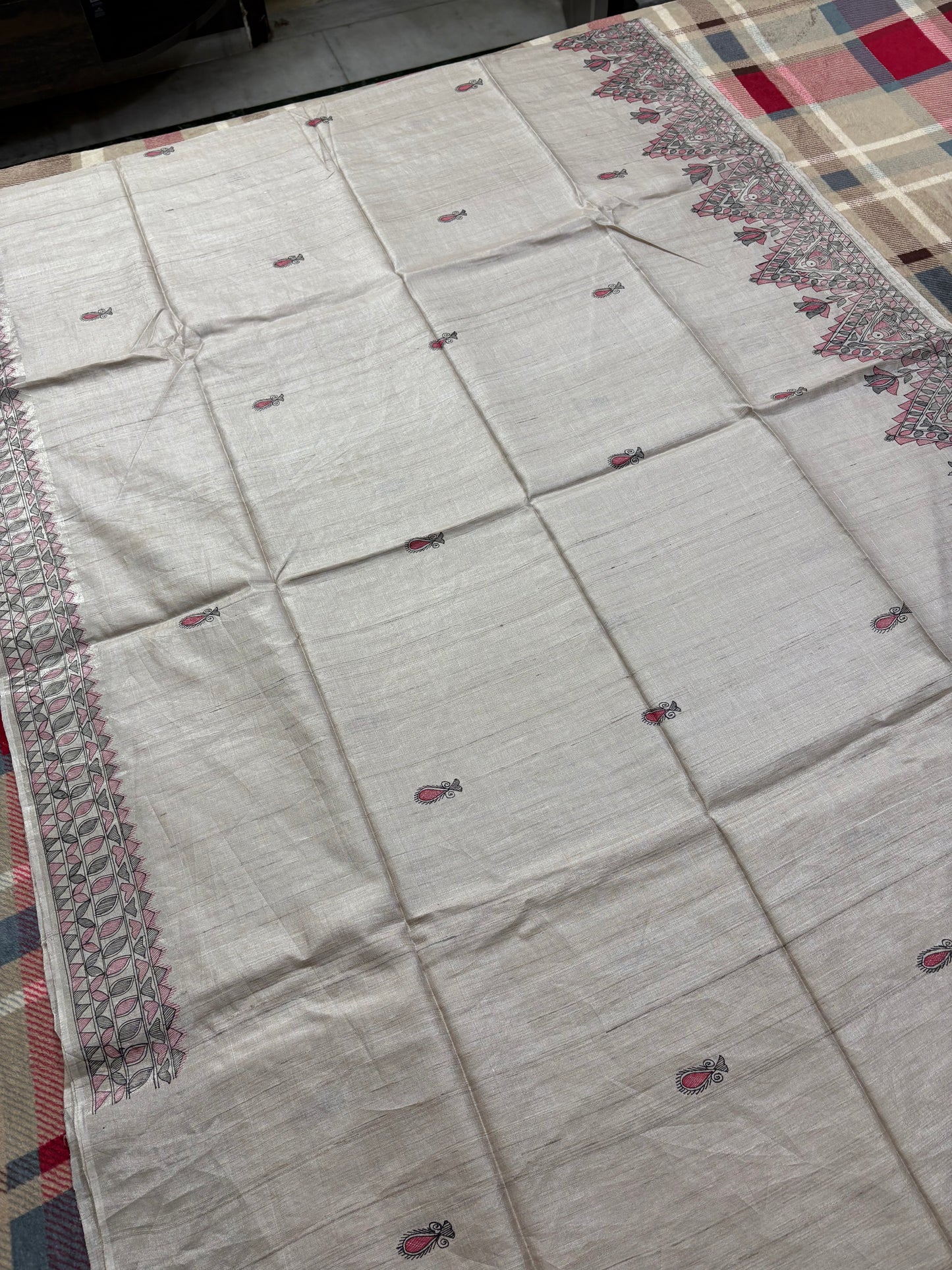 HANDLOOM TUSSAR HANDPAINTED MADHUBANI SAREE