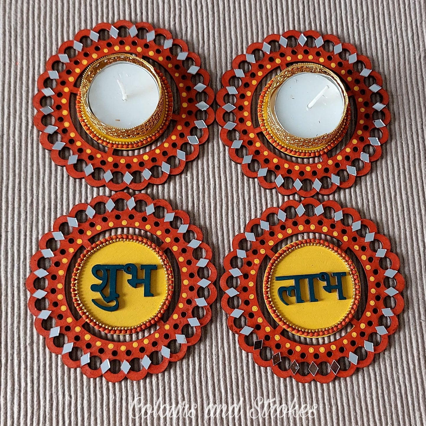 Tea Light Holder With Shubh Labh