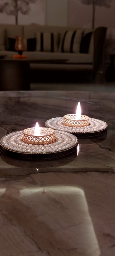 2 Pearl Tea Light Holders