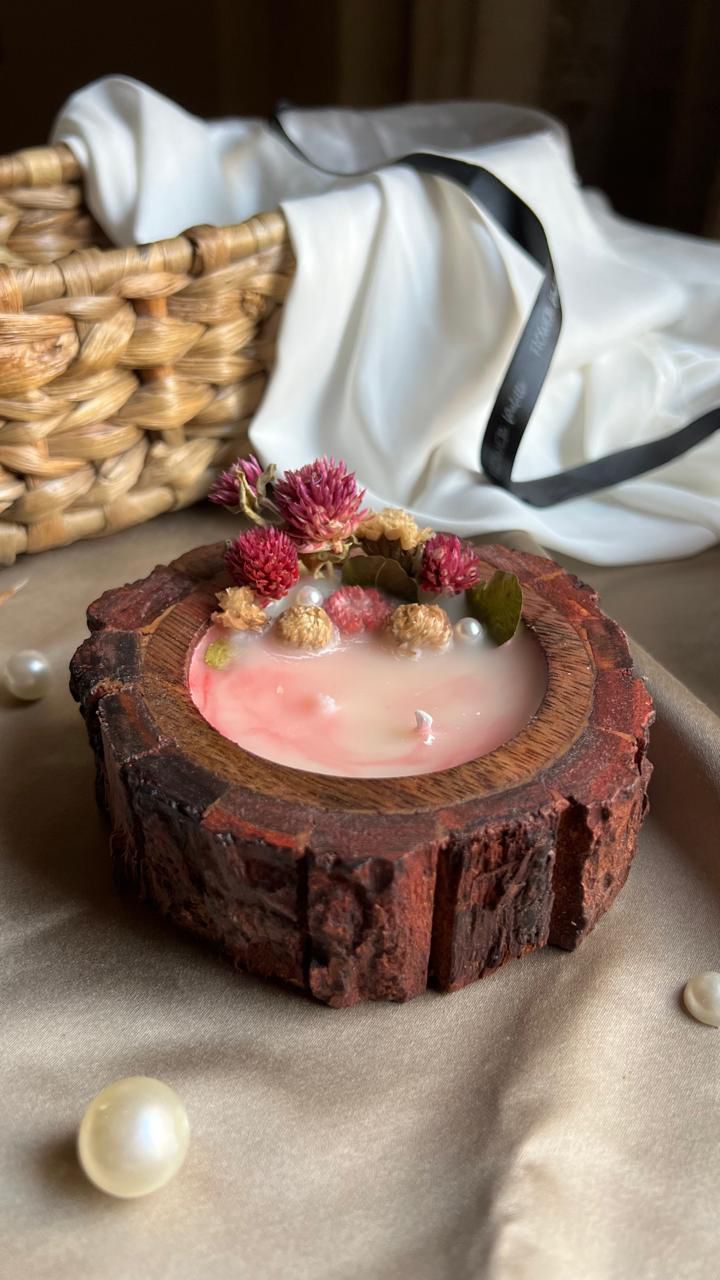 Bark scented candles with Dry Fowers