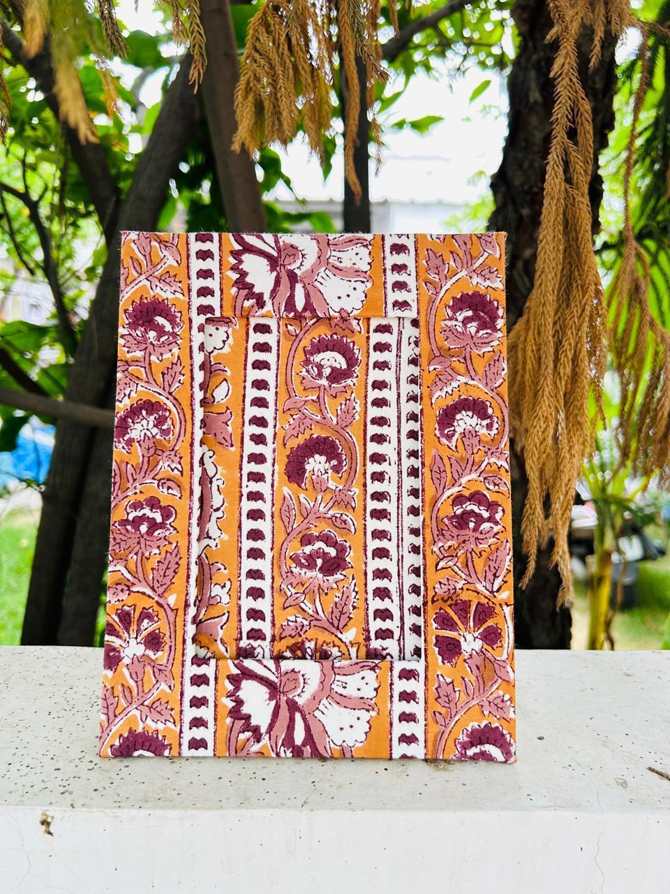 Handblock Print Fabric Photo Frame