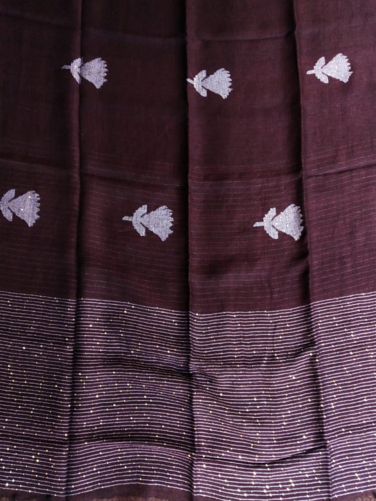 Linen Jamdani Handweaved Sequin Saree