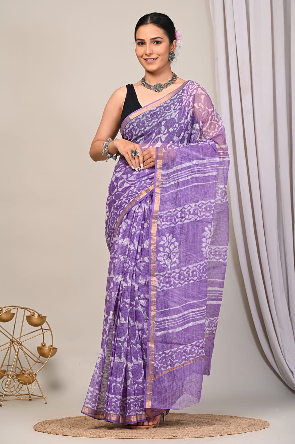 Block Printed Kota Doriya Saree