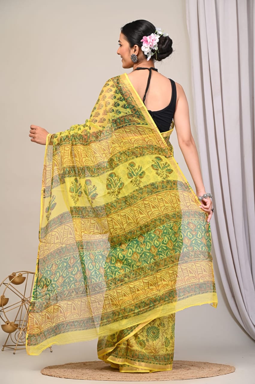 Block Printed Kota Doriya Saree