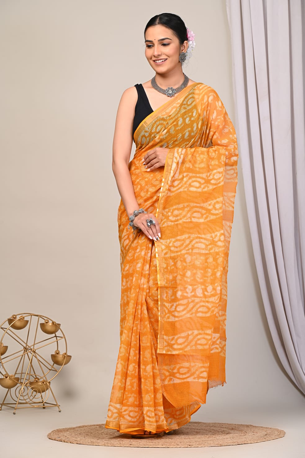 Block Printed Kota Doriya Saree