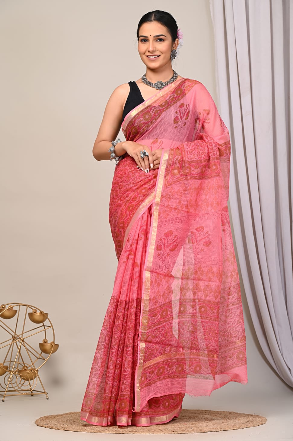 Block Printed Kota Doriya Saree