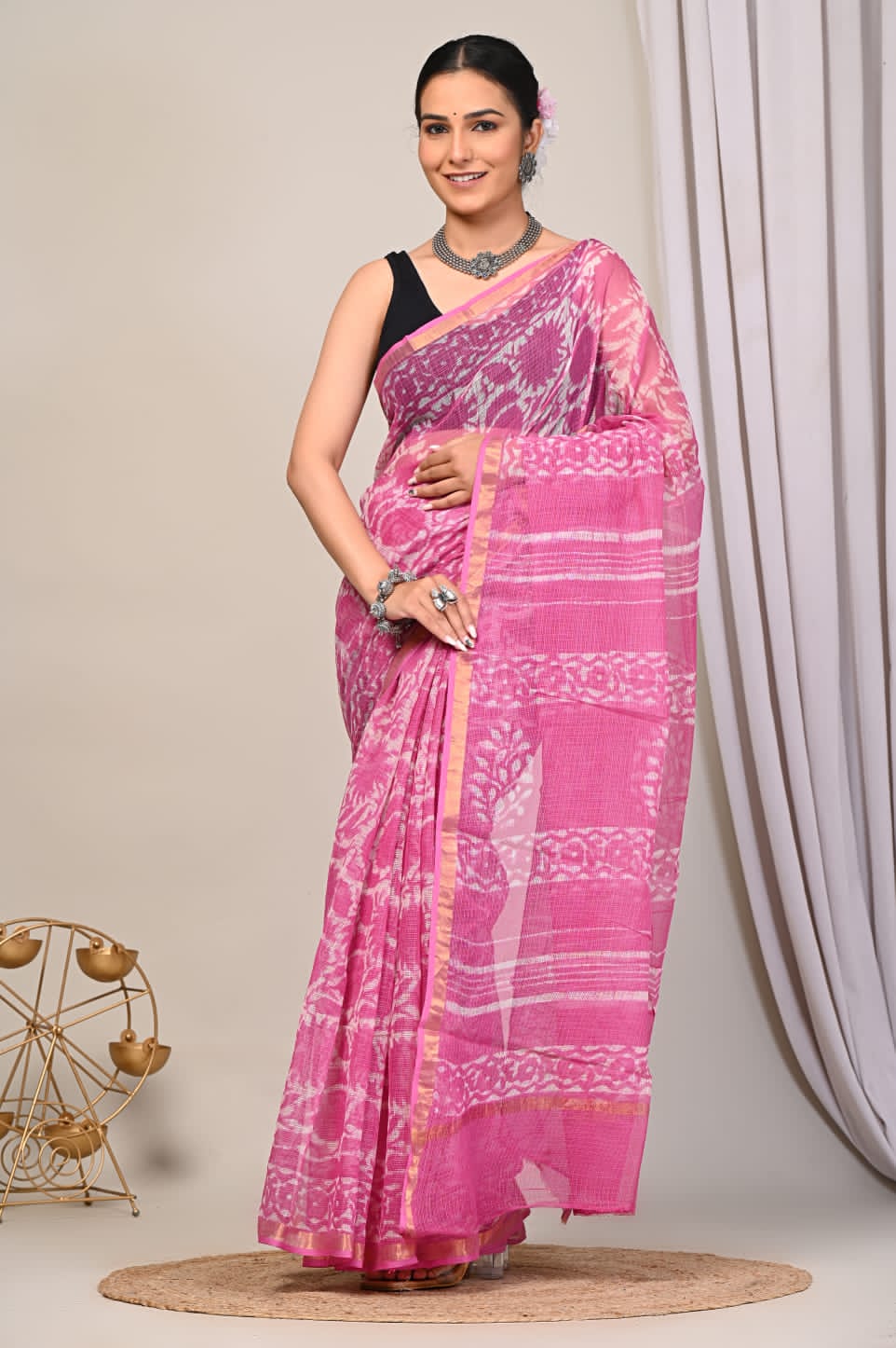 Block Printed Kota Doriya Saree