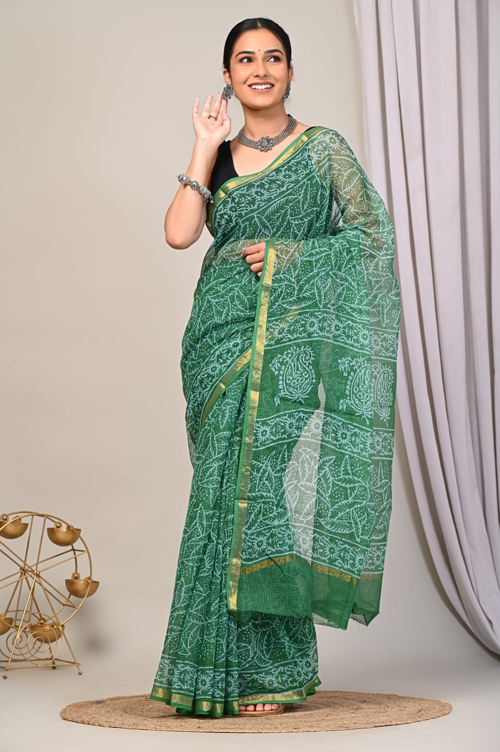 Block Printed Kota Doriya Saree