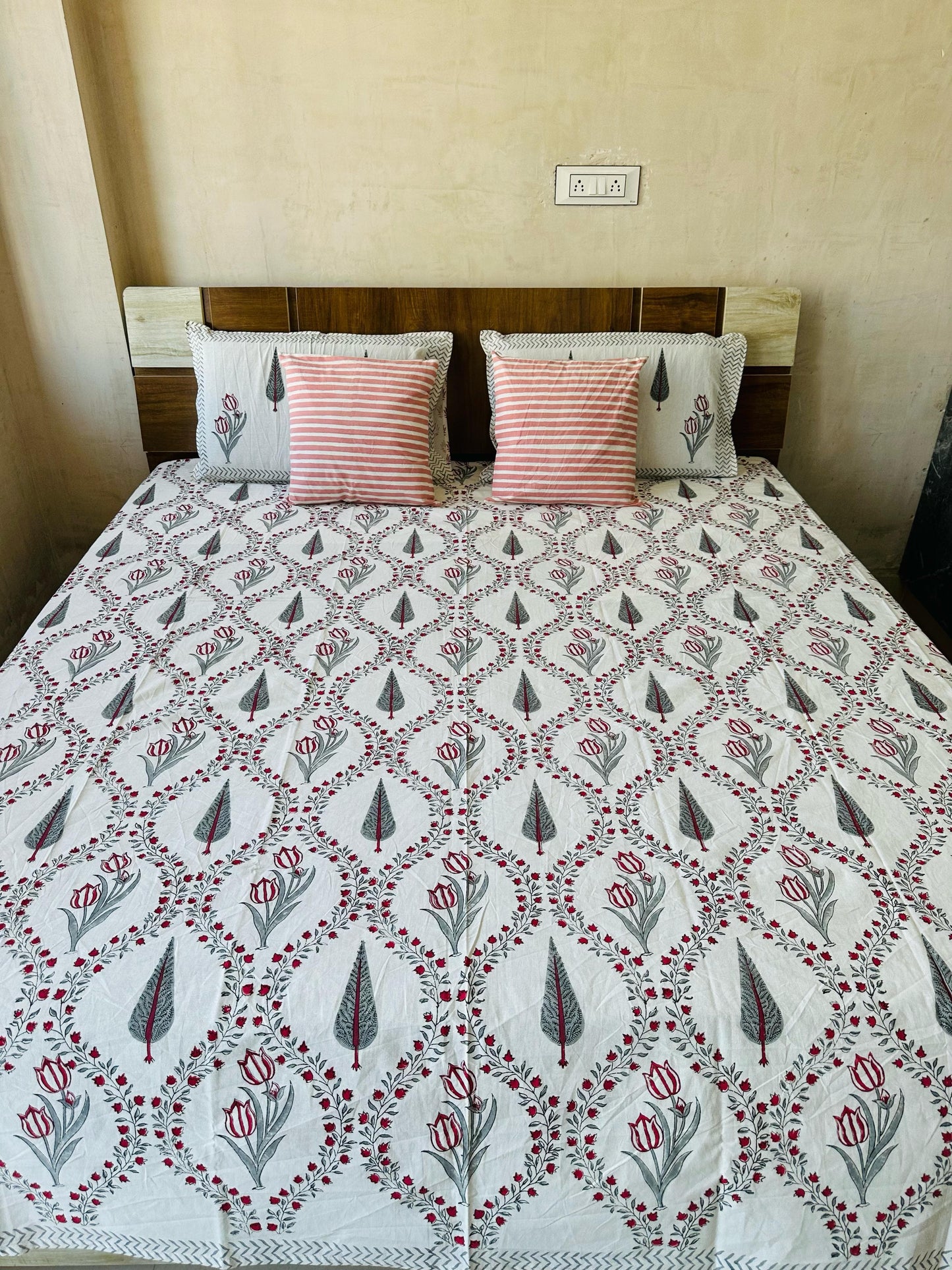 Handblock Printed King Size Bedding Set