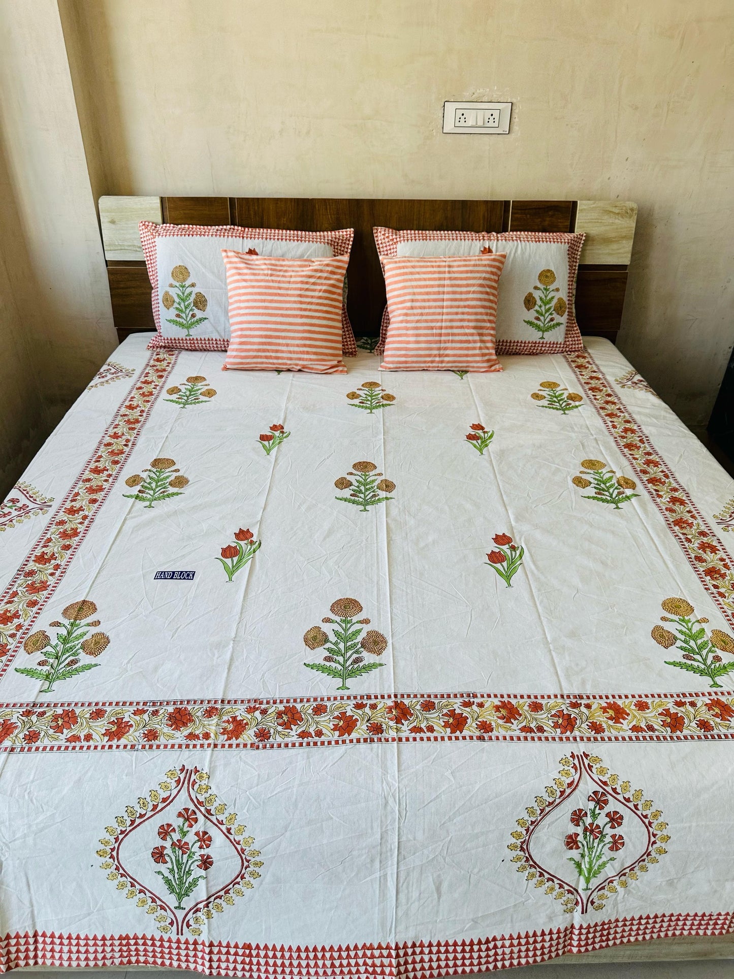 Handblock Printed King Size Bedding Set