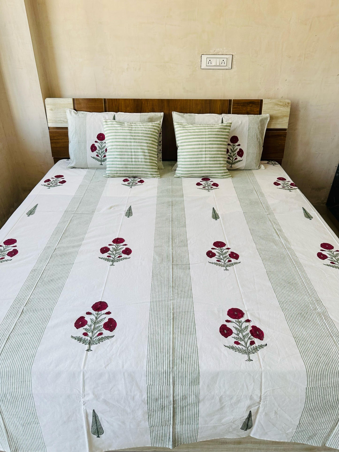 Handblock Printed King Size Bedding Set
