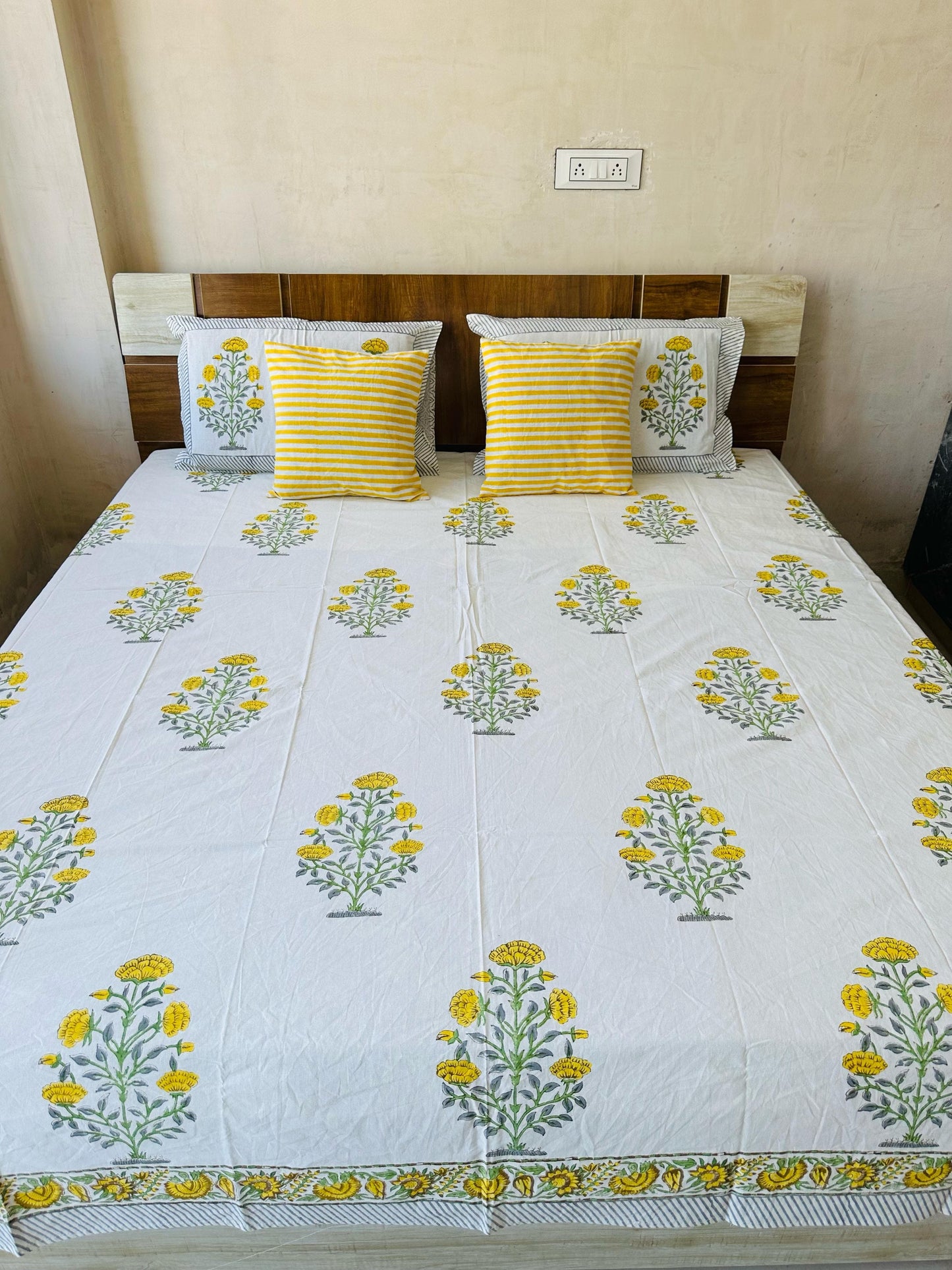 Handblock Printed King Size Bedding Set