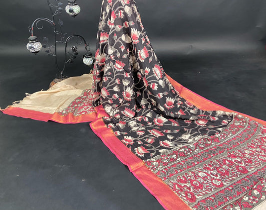 Manglagiri Silk Nizam Border Kalamkari Dupatta