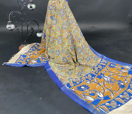 Manglagiri Silk Nizam Border Kalamkari Dupatta