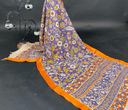 Manglagiri Silk Nizam Border Kalamkari Dupatta