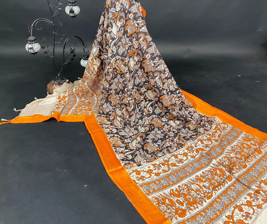 Manglagiri Silk Nizam Border Kalamkari Dupatta