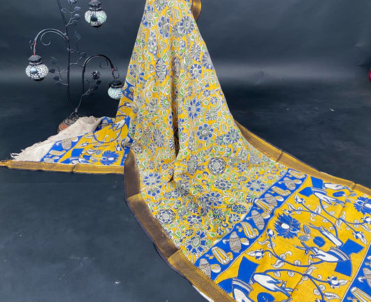 Manglagiri Silk Nizam Border Kalamkari Dupatta