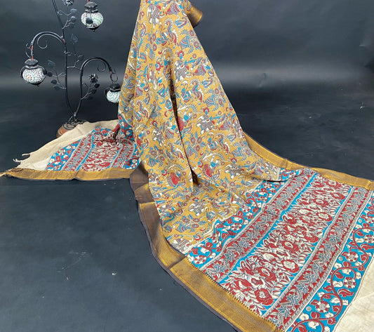 Manglagiri Silk Nizam Border Kalamkari Dupatta
