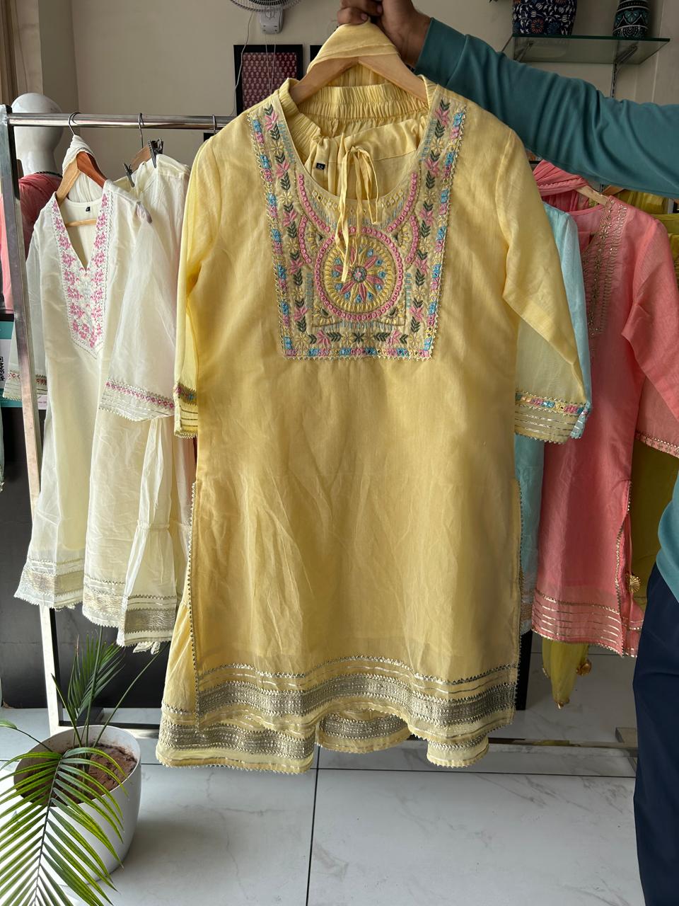 Chanderi Sharara Set with Gotta Lace Work