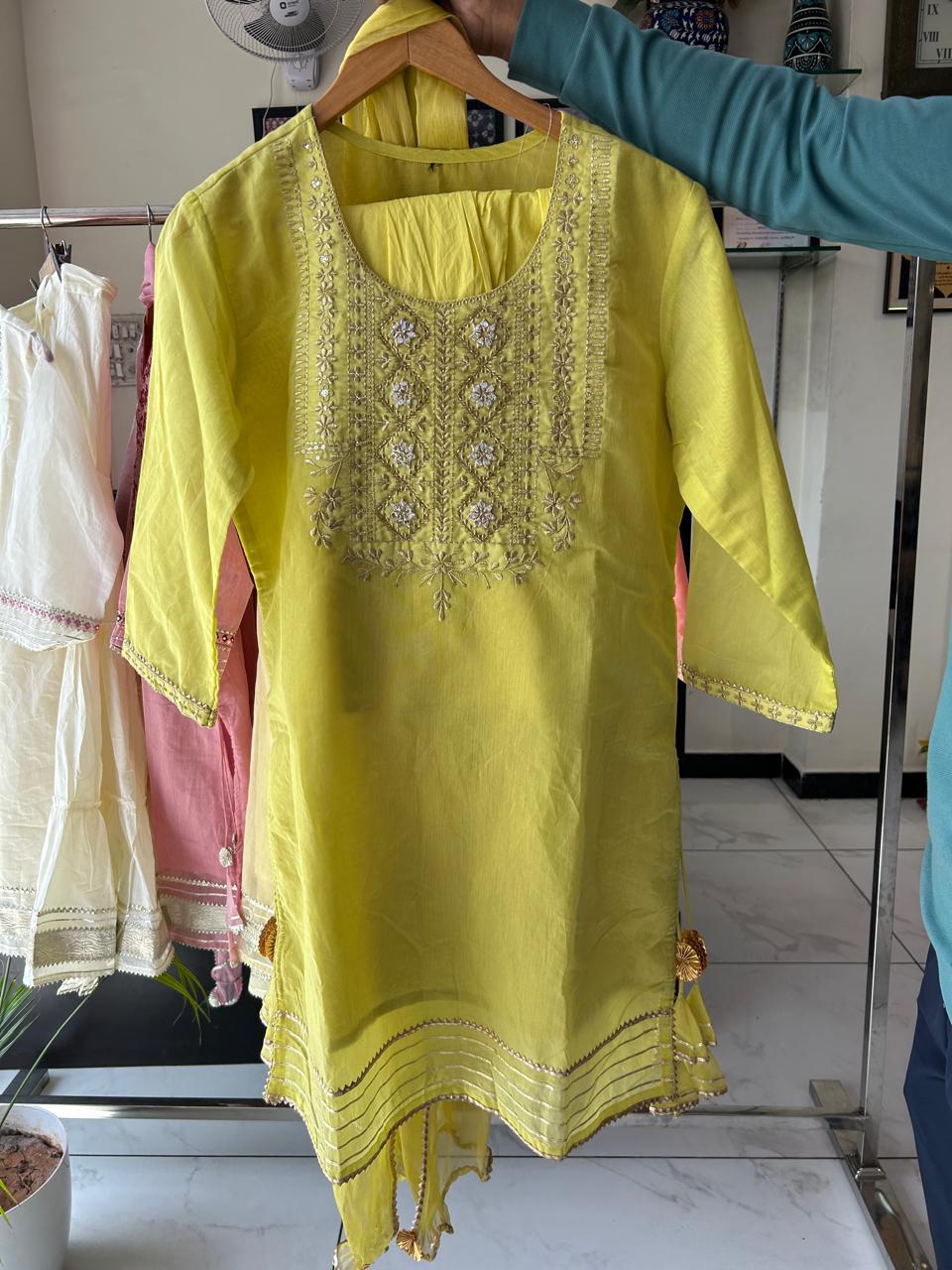 Chanderi Sharara Set with Gotta Lace Work