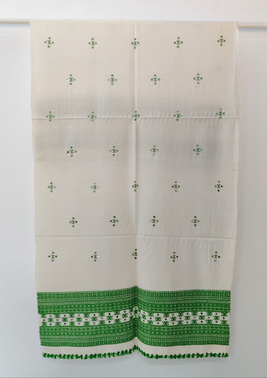 Kutch Handloom Weave Shawl with Mirror Work