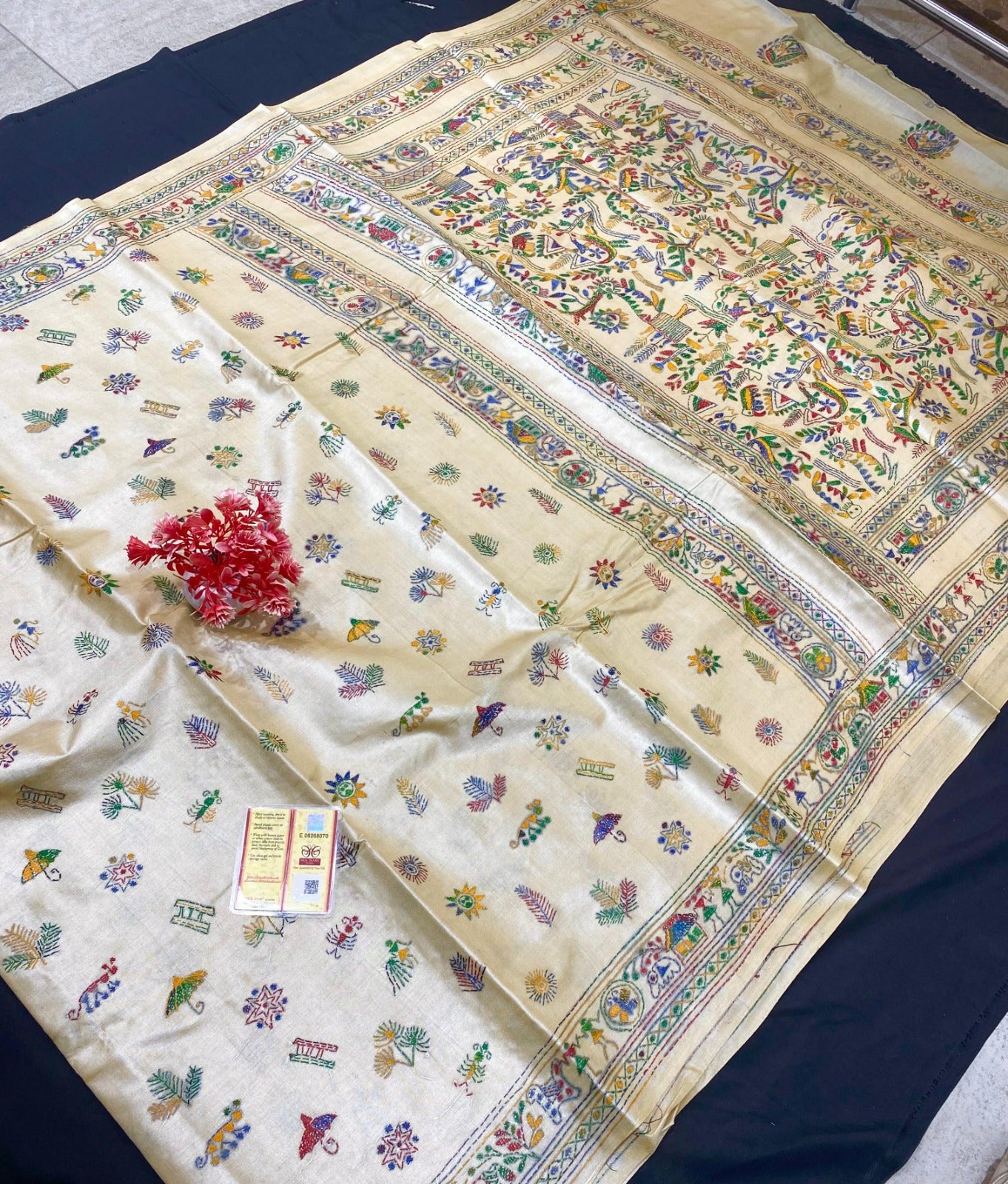 Pure Tussar Silk Katha Marwahi Saree